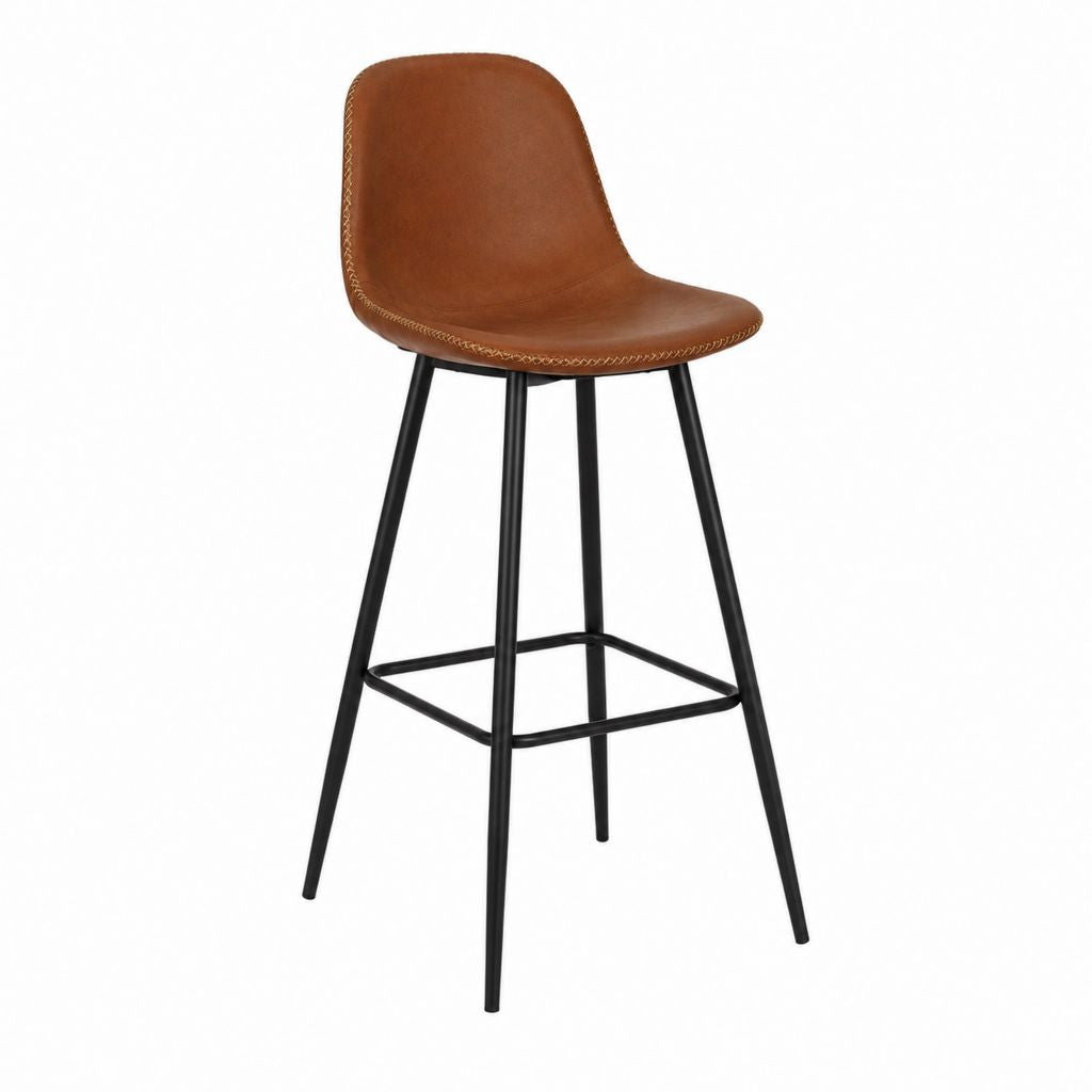 Barhocker Braun mit PU-Kunstlederbezug und Stahlgestell 49 x 54 x 97 cm