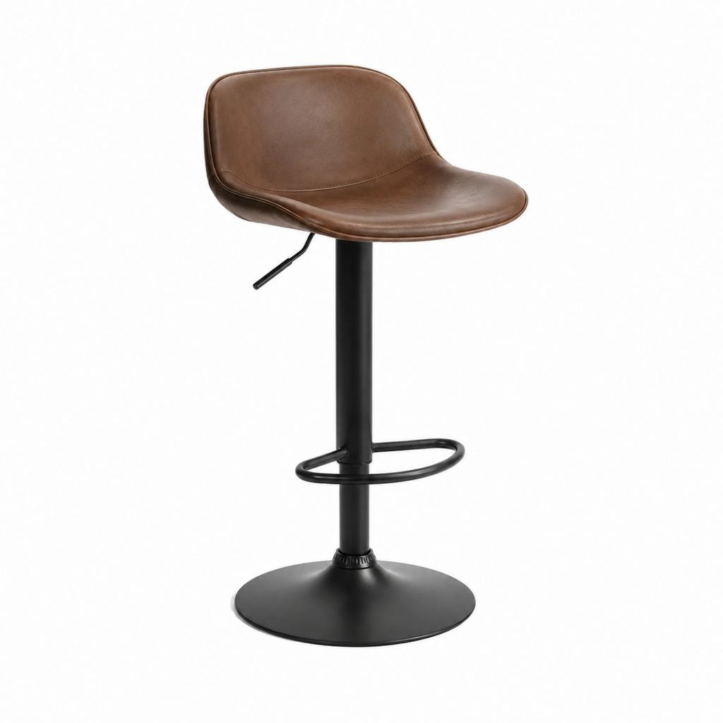 Barhocker Braun mit PU-Kunstleder und Stahlgestell höhenverstellbar 47 x 52 x 92-113 cm