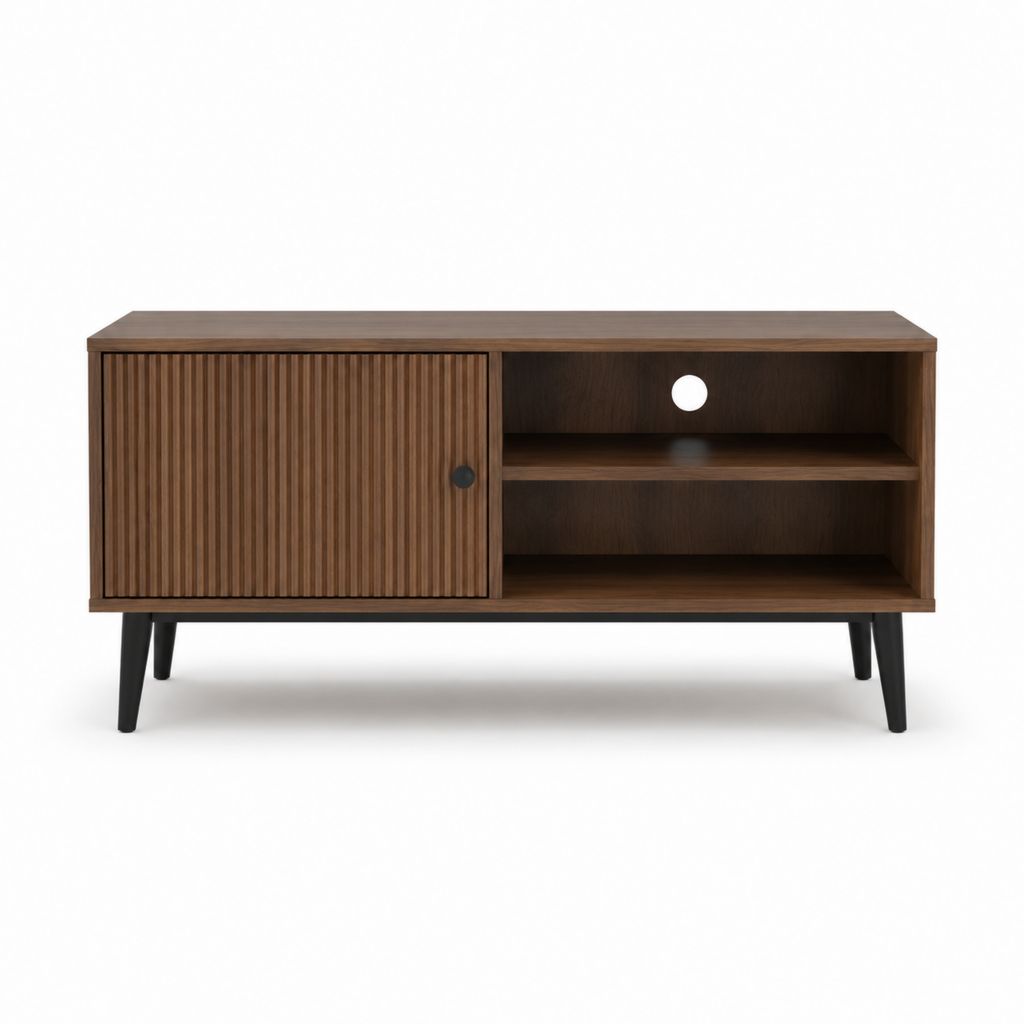 TV-Lowboard dunkelbraun MDF mit Walnussfurnier rechteckig 120 x 40 x 60 cm