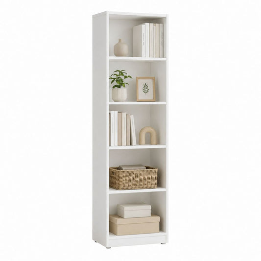 Bücherregal Weiß aus MDF mit 5 offenen Fächern 180 x 60 x 30 cm