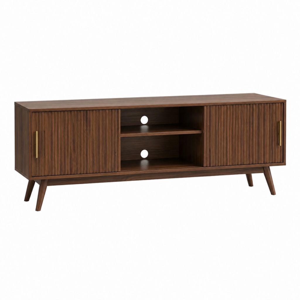 TV-Lowboard Walnussbraun MDF mit Nussbaumfurnier rechteckig 160 x 40 x 55 cm