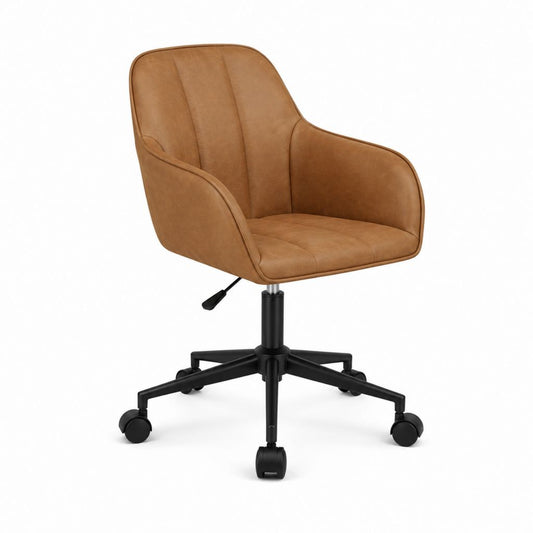 Drehbarer Bürostuhl mit Armlehnen Cognac Mikrofaser Polyester 61 x 62 x 84-94 cm