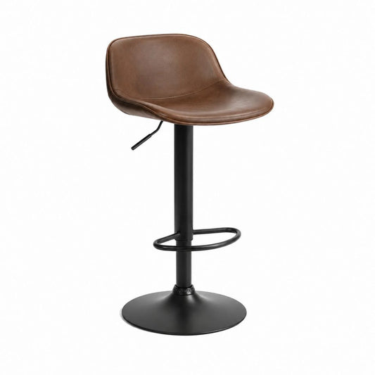Barhocker Braun mit PU-Kunstleder und Stahlgestell höhenverstellbar 47 x 52 x 92-113 cm