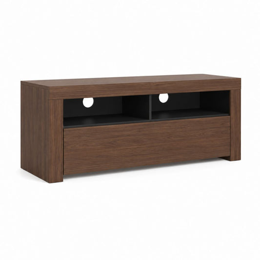 TV-Lowboard Nussbaumoptik Spanplatte rechteckig mit 2 Fächern und Klappe 120 x 40 x 55 cm
