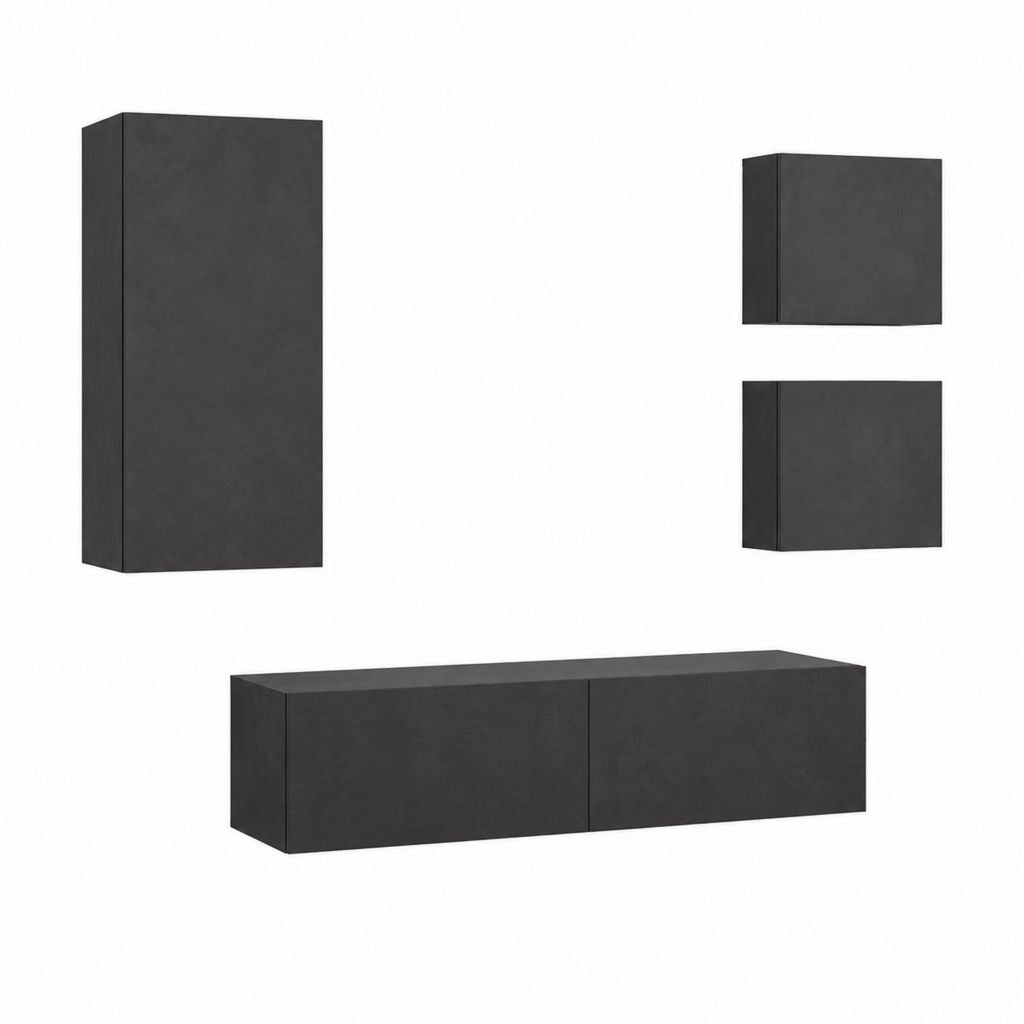 TV-Schrank Set 4-teilig Anthrazit Spanplatte Betonoptik 120 x 35 x 40 cm