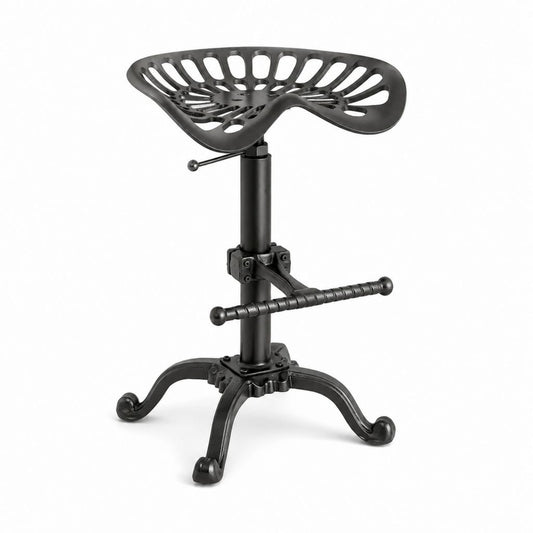 Verstellbarer Barhocker Schwarz aus pulverbeschichtetem Gusseisen mit Drehfunktion 40-59 cm