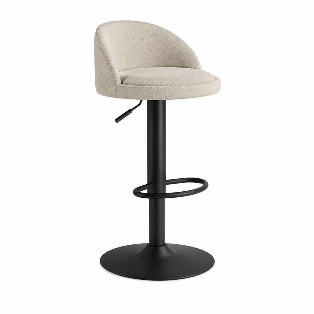 Barhocker höhenverstellbar Beige Polyester-Bouclé Stahl 51 x 52 x 93-114 cm