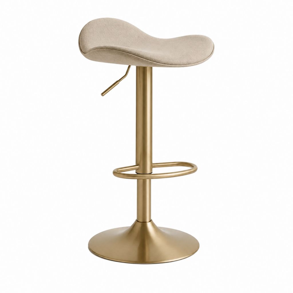 Barhocker höhenverstellbar Beige Polyester Stahl rund 50 x 43 x 84-106 cm
